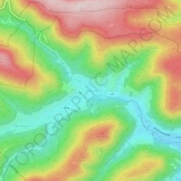 Mapa topográfico Obertal, altitud, relieve