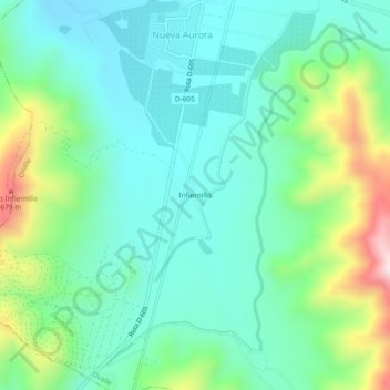 Mapa topográfico Infiernillo, altitud, relieve