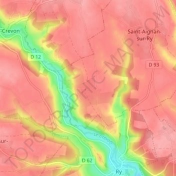 Mapa topográfico Épinay, altitud, relieve