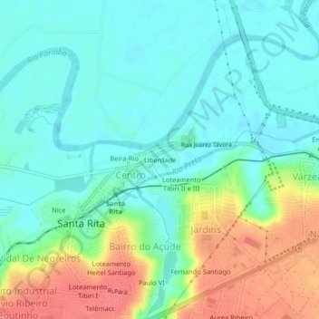 Mapa topográfico Liberdade, altitud, relieve