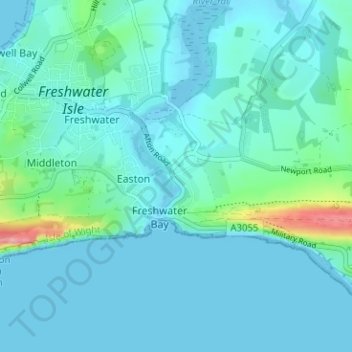 Mapa topográfico Afton, altitud, relieve