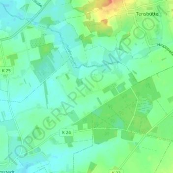 Mapa topográfico Krumstedterfeld, altitud, relieve