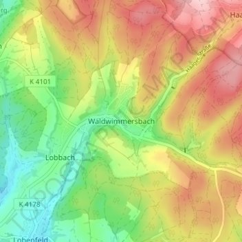 Mapa topográfico Waldwimmersbach, altitud, relieve