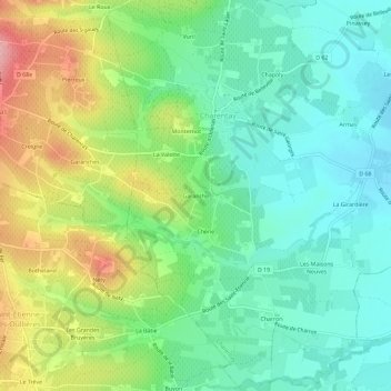 Mapa topográfico Garanche, altitud, relieve
