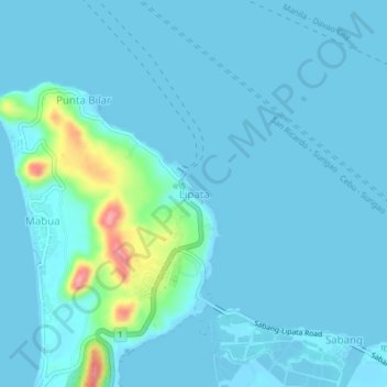 Mapa topográfico Lipata, altitud, relieve
