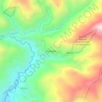 Mapa topográfico El Crucero, altitud, relieve