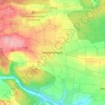 Mapa topográfico Heldenfingen, altitud, relieve