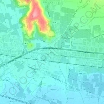 Mapa topográfico Vago, altitud, relieve