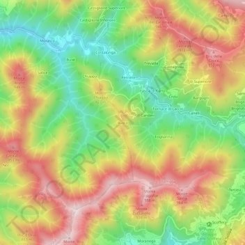 Mapa topográfico Busco, altitud, relieve