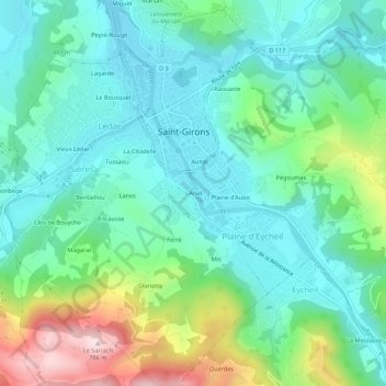 Mapa topográfico L'Arial, altitud, relieve