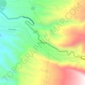 Mapa topográfico La Virginia, altitud, relieve