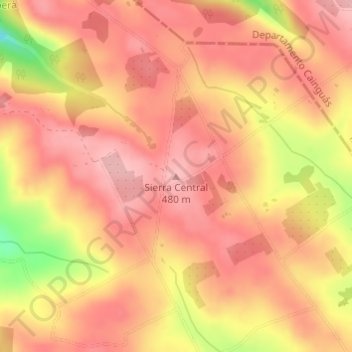 Mapa topográfico Sierra Central, altitud, relieve