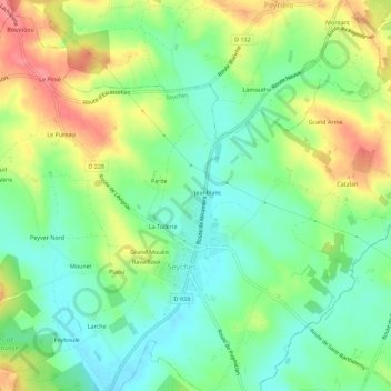Mapa topográfico Soumaille, altitud, relieve