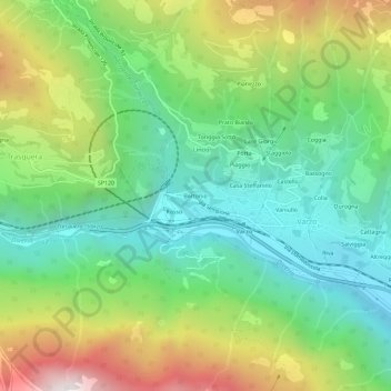 Mapa topográfico Bertonio, altitud, relieve