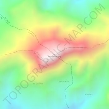 Mapa topográfico Cerro Chimayoy, altitud, relieve