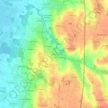 Mapa topográfico La Vernaie, altitud, relieve