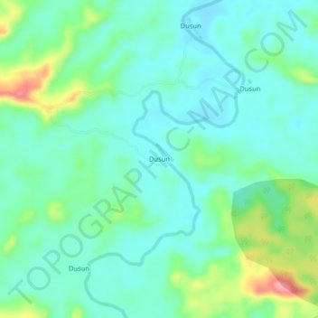 Mapa topográfico Dusun, altitud, relieve