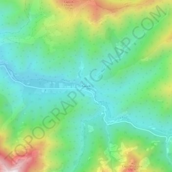 Mapa topográfico Tuarelli, altitud, relieve