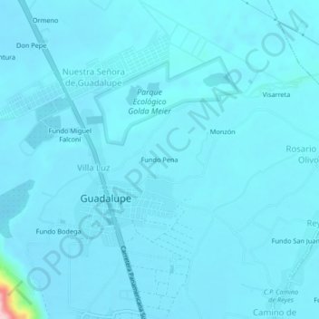 Mapa topográfico Fundo Pena, altitud, relieve