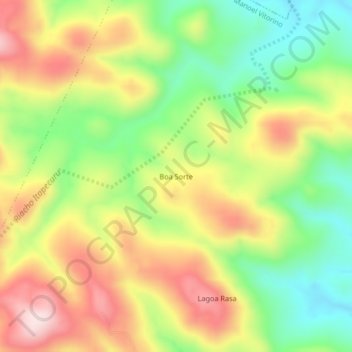 Mapa topográfico Boa Sorte, altitud, relieve
