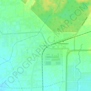 Mapa topográfico Chhattarpur, altitud, relieve
