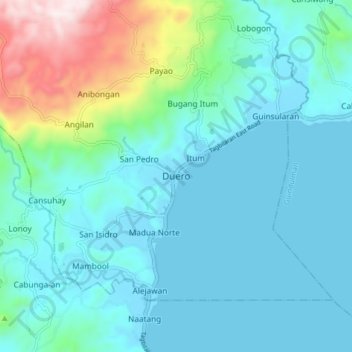 Mapa topográfico Duero, altitud, relieve
