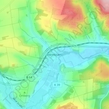 Mapa topográfico Hembsen, altitud, relieve