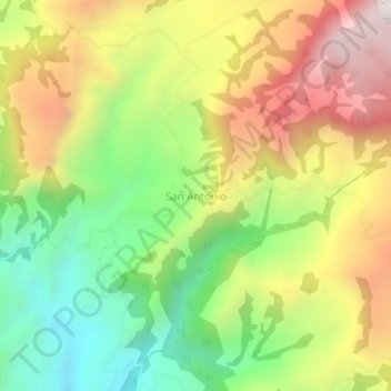 Mapa topográfico San Antonio, altitud, relieve