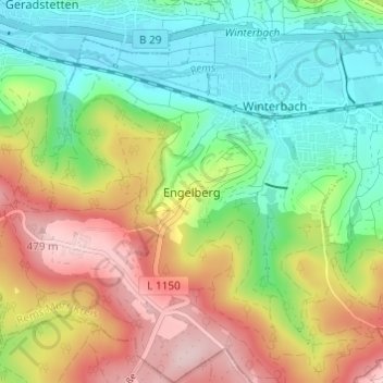 Mapa topográfico Engelberg, altitud, relieve