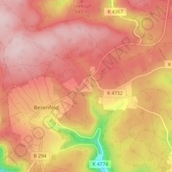 Mapa topográfico Urnagold, altitud, relieve