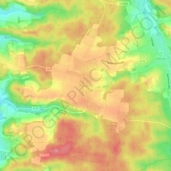 Mapa topográfico Reutern, altitud, relieve