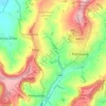 Mapa topográfico Haines Green, altitud, relieve