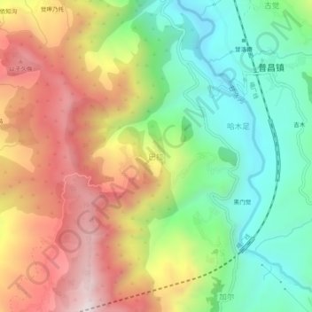 Mapa topográfico Bala, altitud, relieve