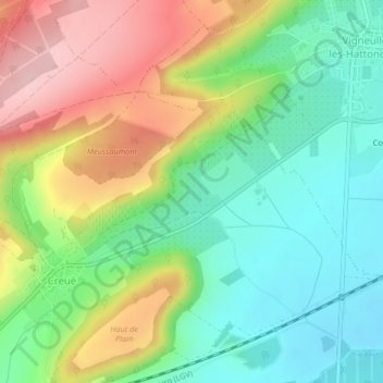 Mapa topográfico Comme, altitud, relieve