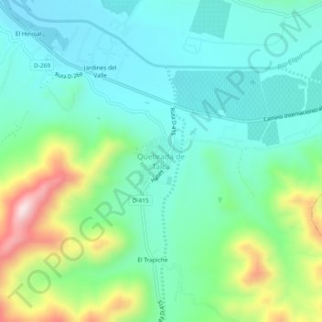Mapa topográfico Quebrada de Talca, altitud, relieve