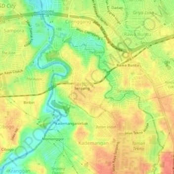 Mapa topográfico Cadasmampar, altitud, relieve