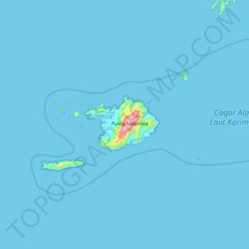 Mapa topográfico Karimata Island, altitud, relieve