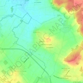 Mapa topográfico La Roche, altitud, relieve