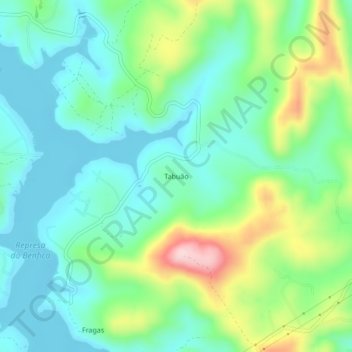 Mapa topográfico Tabuão, altitud, relieve