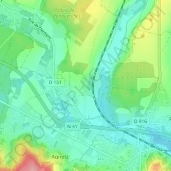 Mapa topográfico Saint-Remy-l'Abbaye, altitud, relieve