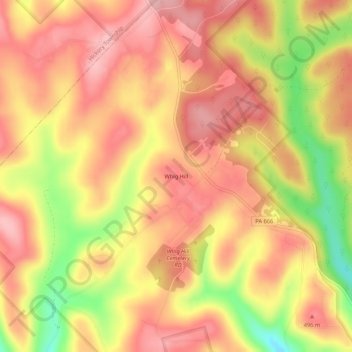 Mapa topográfico Whig Hill, altitud, relieve