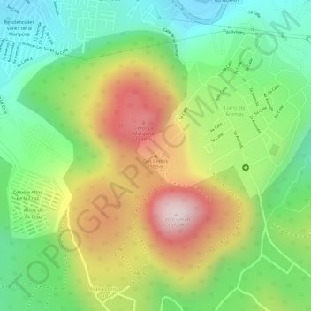 Mapa topográfico Dos Cerros, altitud, relieve