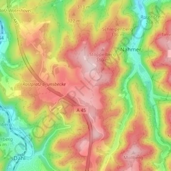 Mapa topográfico Brechtefeld, altitud, relieve