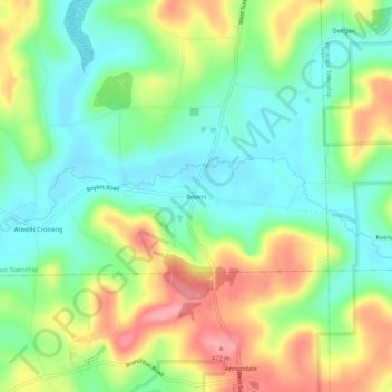 Mapa topográfico Boyers, altitud, relieve