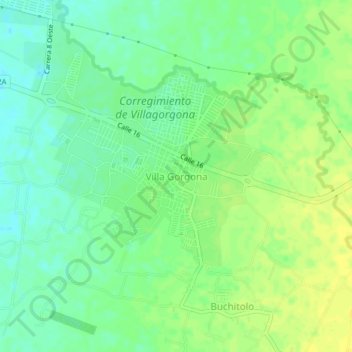 Mapa topográfico Villa Gorgona, altitud, relieve