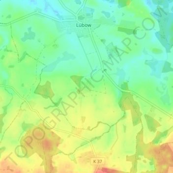 Mapa topográfico Wietow, altitud, relieve
