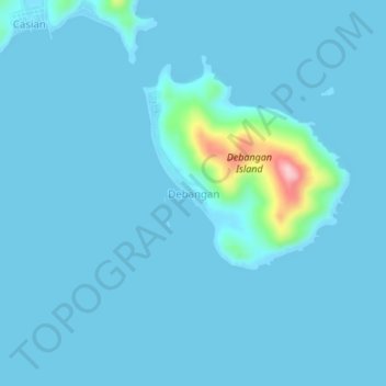 Mapa topográfico Debangan, altitud, relieve