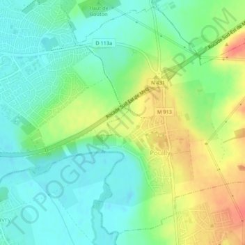 Mapa topográfico Sur les Vignes, altitud, relieve