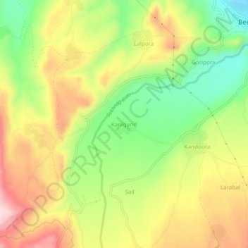 Mapa topográfico Kanigund, altitud, relieve