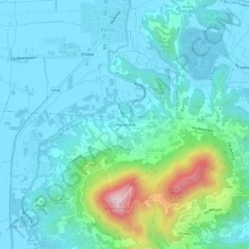 Mapa topográfico Villa Ottavia, altitud, relieve